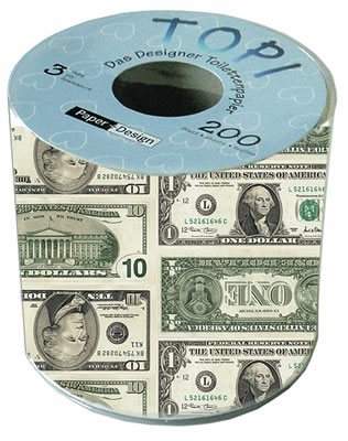 1 Rolle bedrucktes Toilettenpapier - 3-lagig - 200 Blatt Dollar,  Everyday,  bedrucktes Toilettenpapier,  Dollar