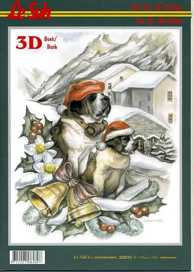3D sheet book  - Format A4,  Christmas,  Winters - snow,  Le Suh,  Christmas,  3D sheet ,  Winter-landscape,  dogs,  bells,  fir-branches