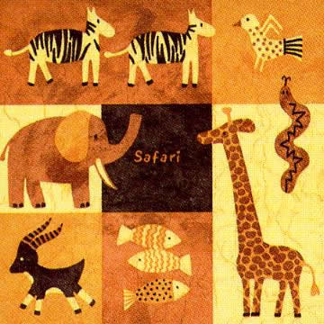 20 Servietten - 33 x 33 cm Safari, Tiere - Vögel,  Tiere - Elefanten,  Tiere - Giraffen,  Regionen - Afrika,  Everyday,  lunchservietten