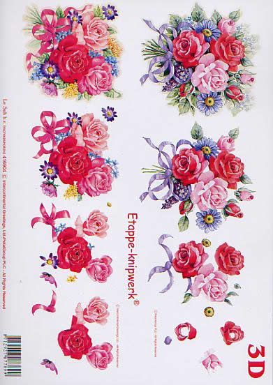 3D Bogen Rosenstrauß - Format A4,  Blumen - Rosen,  Blumen -  Sonstige,  Le Suh,  Sommer,  3D Bogen,  Rosen-Strauß