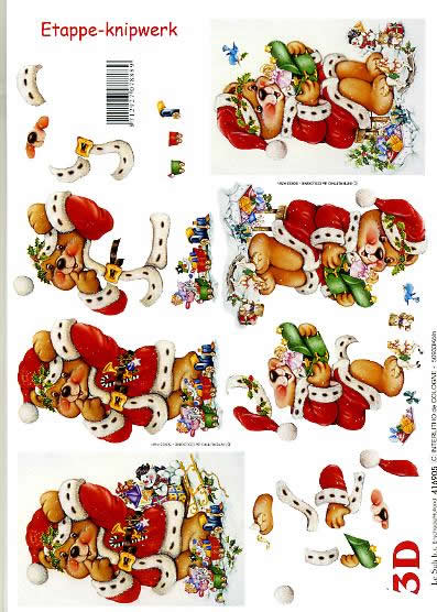 3D Bogen Weihnachtsbär - Format A4,  Tiere - Bären,  Le Suh,  Weihnachten,  3D Bogen,  Weihnachtsbär