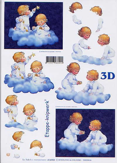 3D Bogen Engel auf Wolke - Format A4,  Weihnachten - Engel,  Weihnachten,  Le Suh,  Weihnachten,  3D Bogen,  Engel auf Wolke