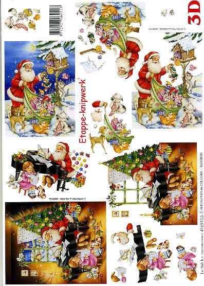 3D Bogen Weihnachtsmann - Format A4, Weihnachten - Geschenke,  Weihnachten - Weihnachtsbaum,  Weihnachten - Weihnachtsmann,  Le Suh,  Weihnachten,  3D Bogen,  Weihnachtsmann
