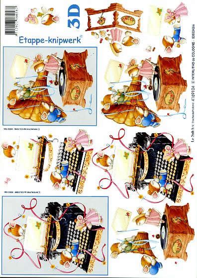 3D Bogen Schreibmaschine - Format A4, Tiere -  Sonstige,  Sonstiges - Musik,  Ereignisse -  Sonstige,  Le Suh,  3D Bogen,  Schreibmaschine