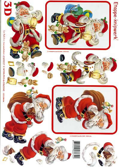 3D Bogen Weihnachtsmann - Format A4,  Weihnachten - Weihnachtsmann,  Le Suh,  Weihnachten,  3D Bogen,  Weihnachtsmann