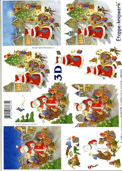 3D Bogen Weihnachtsmann + Kind - Format A4, Menschen - Kinder,  Weihnachten - Weihnachtsbaum,  Weihnachten - Weihnachtsmann,  Le Suh,  Weihnachten,  3D Bogen,  Weihnachtsmann + Kind