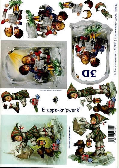 3D Bogen Weihn. Kinder II - Format A4, Sonstiges - Musik,  Winter - Schnee,  Menschen - Kinder,  Le Suh,  Weihnachten,  3D Bogen,  Weihn. Kinder II,  Noten,  Musik,  Laterne