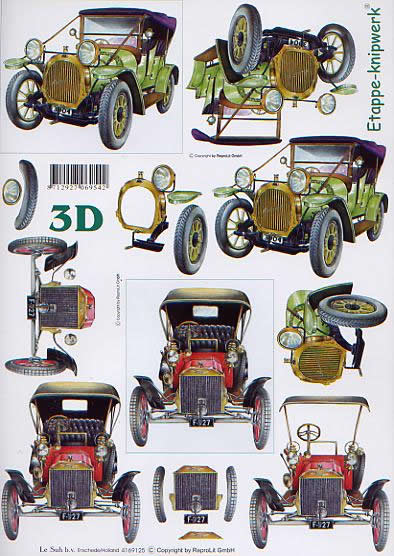 3D Bogen Oldtimers - Format A4,  Fahrzeuge - Autos,  Fahrzeuge -  Sonstige,  Le Suh,  3D Bogen,  Oldtimers