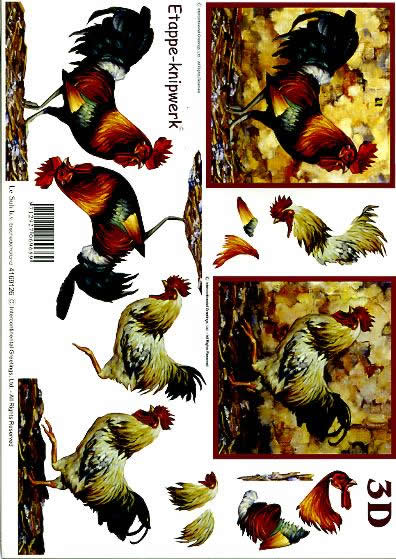 3D Bogen Hahn - Format A4,  Tiere - Huhn / Hahn,  Le Suh,  3D Bogen,  Hahn