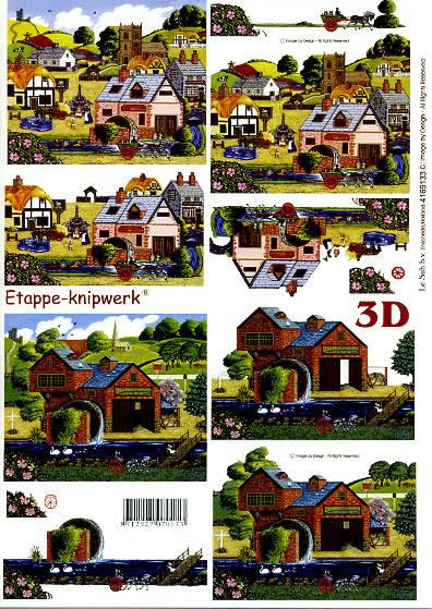 3D Bogen Haus - Format A4,  Sonstiges -  Sonstiges,  Le Suh,  Frühjahr,  3D Bogen,  Haus,  Mühle