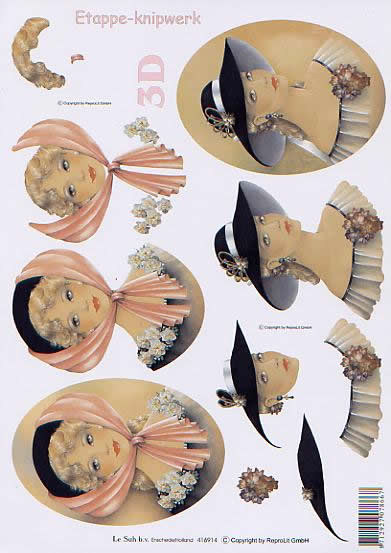 3D Bogen Dame mit Hut - Format A4,  Menschen - Personen,  Le Suh,  Frühjahr,  3D Bogen,  Dame mit Hut,  Romantik