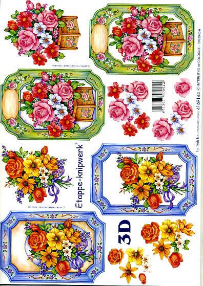 3D Bogen Blumen im Rahmen - Format A4,  Blumen - Rosen,  Blumen -  Sonstige,  Le Suh,  3D Bogen,  Blumen im Rahmen