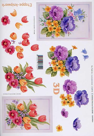 3D Bogen Tulpen + Anemonen - Format A4,  Blumen - Tulpen,  Blumen -  Sonstige,  Le Suh,  Frühjahr,  3D Bogen,  Tulpen+Anemonen,  Strauß