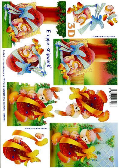 3D Bogen Osterhase + Ei III - Format A4,  Ostern - Ostereier,  Le Suh,  Ostern,  3D Bogen,  Osterhase + Ei III