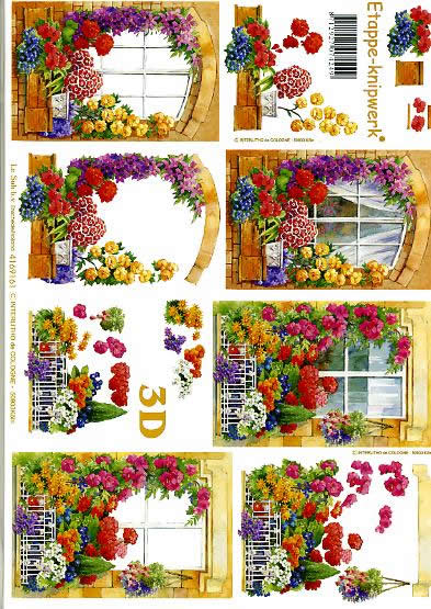 3D Bogen Blumenfenster - Format A4,  Pflanzen -  Sonstige,  Blumen -  Sonstige,  Le Suh,  3D Bogen,  Blumenfenster,  Garten