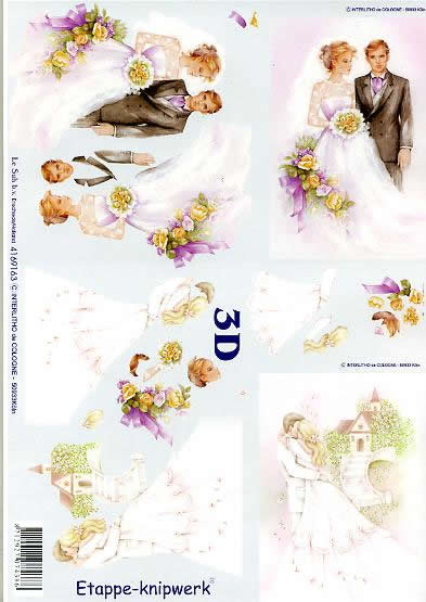 3D Bogen Ehepaar - Format A4, Blumen -  Sonstige,  Ereignisse - Feier,  Ereignisse - Hochzeit,  Le Suh,  3D Bogen,  Ehepaar,  Liebe,  Hochzeit,  Blumen