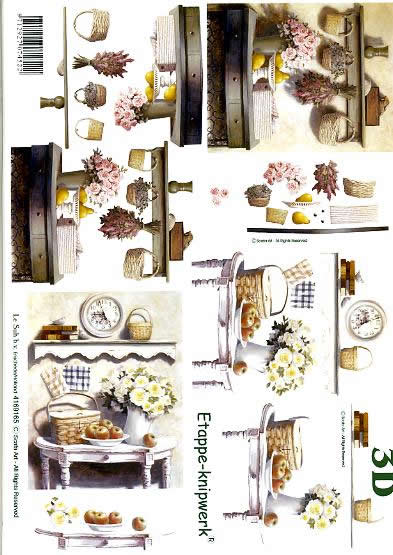 3D Bogen Küchentisch - Format A4,  Blumen -  Sonstige,  Früchte - Äpfel,  Le Suh,  3D Bogen,  Küchentisch - Küchentisch