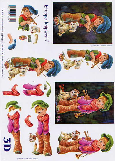 3D Bogen Strassenmusikanten - Format A4, Menschen - Personen,  Menschen - Kinder,  Sonstiges - Musik,  Le Suh,  3D Bogen,  Strassenmusikanten