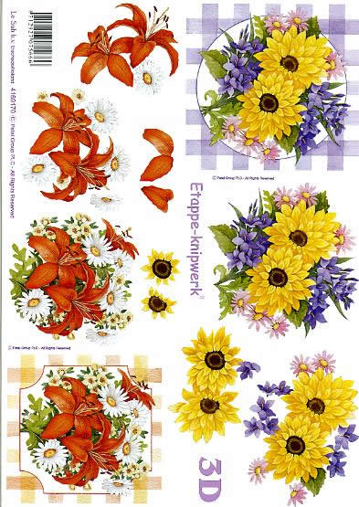 3D Bogen Lilie + gelbe Blume - Format A4,  Blumen -  Sonstige,  Le Suh,  Frühjahr,  3D Bogen,  Lilie + gelbe Blume