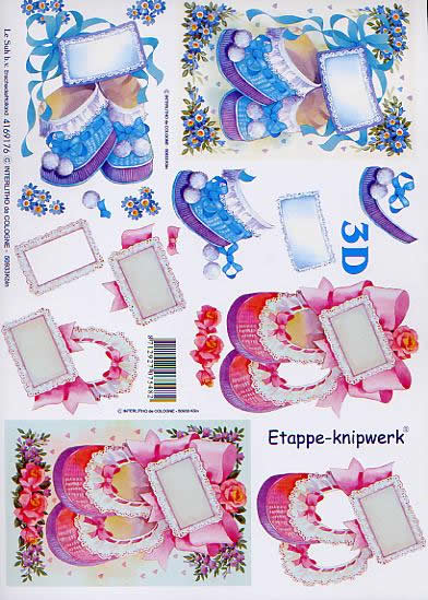3D Bogen Babyschuhe - Format A4,  Ereignisse - Geburt,  Le Suh,  Frühjahr,  3D Bogen,  Babyschuhe,  Baby
