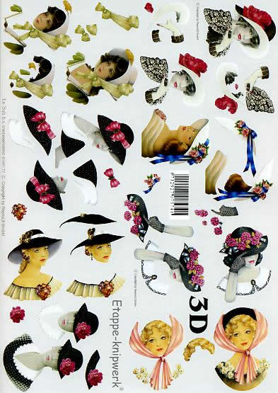 3D Bogen Damen, klein, - Format A4,  Blumen -  Sonstige,  Menschen - Personen,  Le Suh,  3D Bogen,  Damen,  klein,  Romantik