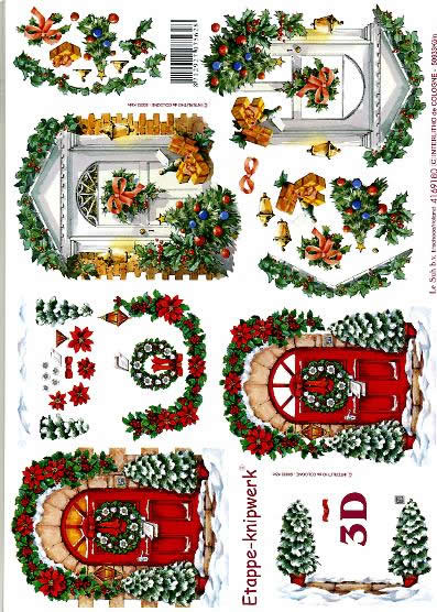 3D Bogen Weihnachtstüren - Format A4, Weihnachten - Geschenke,  Winter - Schnee,  Le Suh,  Weihnachten,  3D Bogen,  Weihnachtstüren,  Girlanden