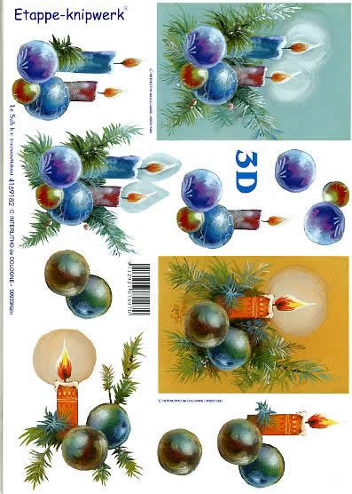 3D Bogen Weihnachtskerzen - Format A4,  Weihnachten - Baumschmuck,  Weihnachten - Kerzen,  Le Suh,  Weihnachten,  3D Bogen,  Weihnachtskerzen