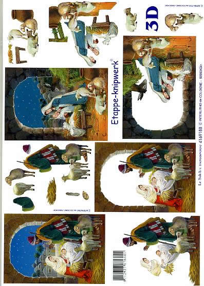 3D Bogen Weihnachtskrippe - Format A4, Menschen - Personen,  Tiere -  Sonstige,  Le Suh,  Weihnachten,  3D Bogen,  Weihnachtskrippe