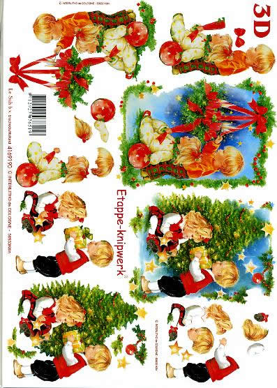 3D Bogen Weihnachtskinder - Format A4, Menschen - Kinder,  Weihnachten - Kerzen,  Weihnachten - Weihnachtsbaum,  Le Suh,  Weihnachten,  3D Bogen,  Weihnachtskinder
