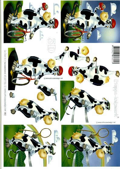 3D Bogen Kuh 1 - Format A4, Tiere - Kühe,  Sonstiges - Comic / Ulk,  Tiere -  Sonstige,  Le Suh,  3D Bogen,  Kuh 1