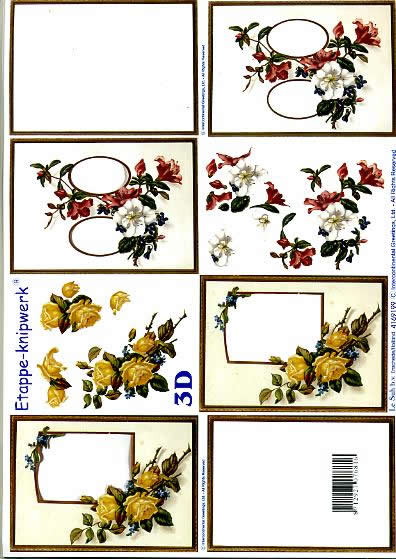 3D Bogen Blumen im Rahmen 2 - Format A4,  Blumen - Rosen,  Blumen -  Sonstige,  Le Suh,  3D Bogen,  Blumen im Rahmen 2,  Lilien