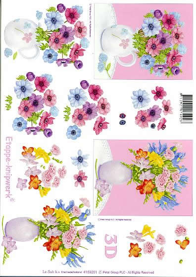 3D Bogen Blumen in Vase - Format A4,  Blumen - Rosen,  Blumen -  Sonstige,  Le Suh,  3D Bogen,  Blumen in Vase,  Strauß