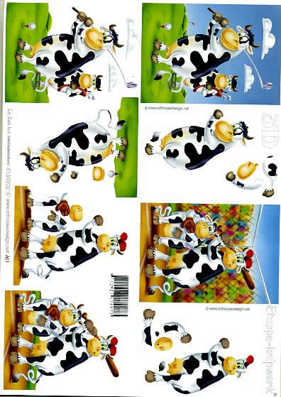 3D Bogen Kuh 2 - Format A4, Sonstiges - Comic / Ulk,  Tiere - Kühe,  Tiere -  Sonstige,  Le Suh,  3D Bogen,  Kuh 2