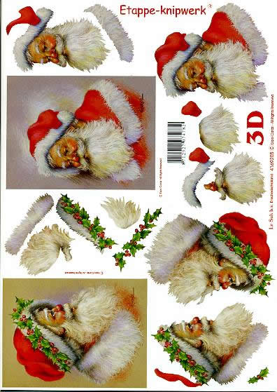 3D Bogen Weihnachtsmann - Format A4,  Pflanzen - Ilex,  Weihnachten - Weihnachtsmann,  Le Suh,  Weihnachten,  3D Bogen,  Weihnachtsmann