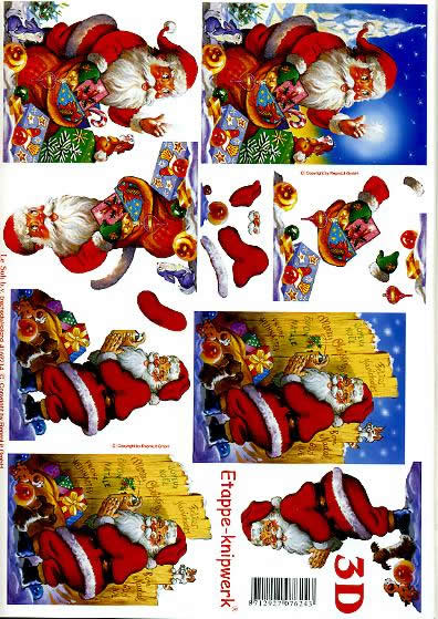 3D Bogen Weihnachtsmann 1 - Format A4,  Weihnachten - Geschenke,  Weihnachten - Weihnachtsmann,  Le Suh,  Weihnachten,  3D Bogen,  Weihnachtsmann 1