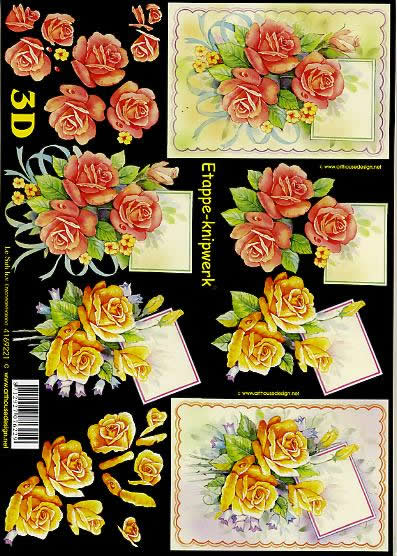 3D Bogen Rosen auf schwarz - Format A4, Ereignisse - Feier,  Blumen - Rosen,  Blumen -  Sonstige,  Le Suh,  Sommer,  3D Bogen,  Rosen auf schwarz