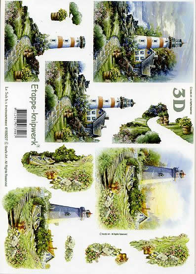 3D Bogen Leuchtturm - Format A4,  Regionen - Strand / Meer - Leuchttürme,  Le Suh,  Frühjahr,  3D Bogen,  Leuchtturm