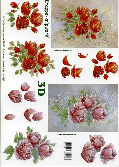 3D Bogen Rosen - Format A4,  Blumen - Rosen,  Blumen -  Sonstige,  Le Suh,  Sommer,  3D Bogen,  Rosen,  Strauß