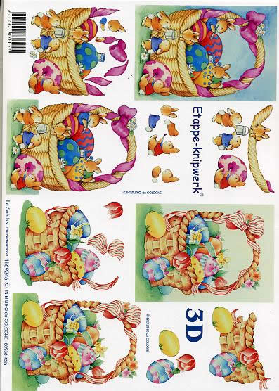 3D Bogen Osterkörbe - Format A4, Ostern - Ostereier,  Le Suh,  Ostern,  3D Bogen,  Osterkörbe,  Bunte Eier