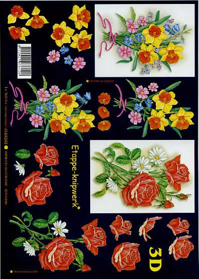 3D Bogen  - Format A4,  Blumen - Rosen,  Blumen - Osterglocken,  Le Suh,  Sommer,  3D Bogen