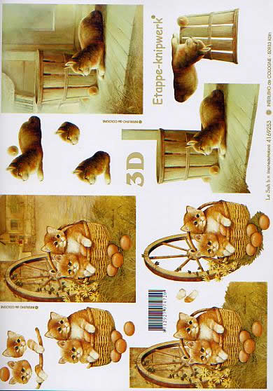 3D Bogen Kätzchen - Format A4,  Tiere - Katzen,  Tiere -  Sonstige,  Le Suh,  3D Bogen,  Kätzchen,  Bauernhof,  Katzen im Korb