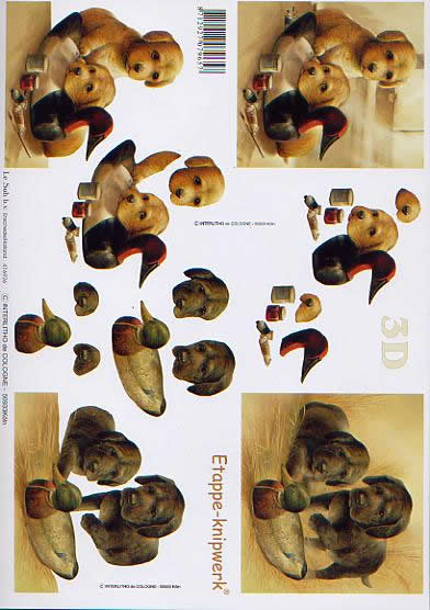 3D Bogen Hündchen - Format A4,  Tiere - Hunde,  Le Suh,  Frühjahr,  3D Bogen,  Hündchen,  Enten