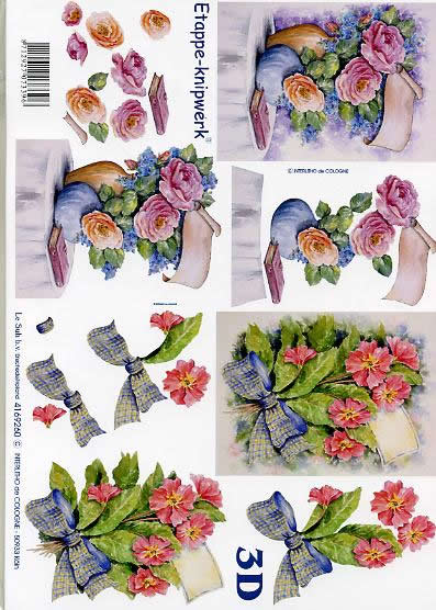 3D Bogen Blumen - Format A4, Ereignisse -  Sonstige,  Blumen - Rosen,  Blumen - Primeln,  Le Suh,  3D Bogen,  Blumen,  Strauß,  Blumen in der Vase