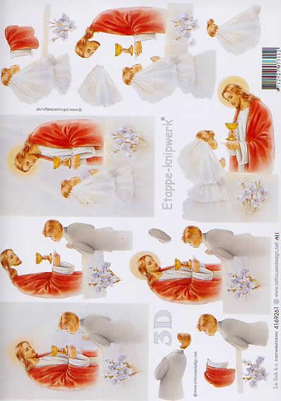 3D Bogen Kommunion - Format A4, Menschen - Kinder,  Ereignisse - Kommunion,  Blumen - Orchideen,  Le Suh,  3D Bogen,  Konfirmation,  Kelch