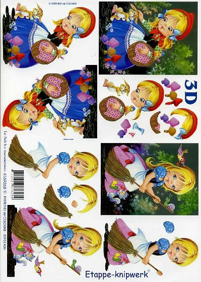 3D Bogen Rotkäppchen + Aschenputtel - Format A4,  Tiere -  Sonstige,  Sonstiges - Märchen,  Le Suh,  3D Bogen,  Rotkäppchen + Aschenputtel