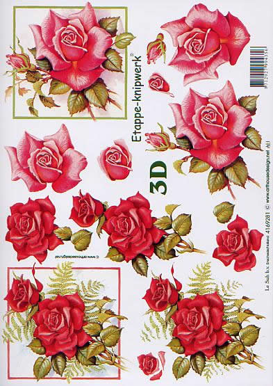 3D Bogen Rosen - Format A4, Blumen - Rosen,  Blumen -  Sonstige,  Le Suh,  Sommer,  3D Bogen,  Rote Rosen