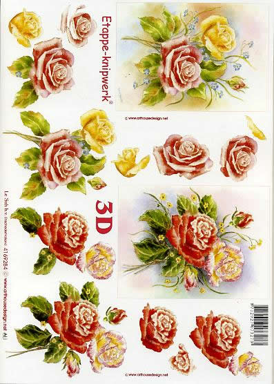 3D Bogen Rosen - Format A4,  Blumen - Rosen,  Le Suh,  Sommer,  3D Bogen,  Strauß