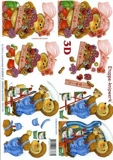 3D Bogen Vater + murmeln Sie Igel - Format A4, Blumen -  Sonstige,  Sonstiges -  Sonstiges,  Ereignisse - Geburtstag,  Le Suh,  3D Bogen,  Vater + Mutter Igel,  Umzug, Stiefmütterchen,  Primel