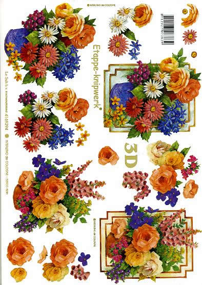 3D Bogen Blumen im Topf - Format A4, Blumen - Rosen,  Blumen -  Sonstige,  Le Suh,  Sommer,  3D Bogen,  Blumen im Topf, Fingerhut,  Veilchen