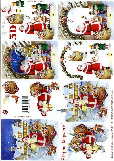 3D Bogen Weihnachtsmann - Format A4, Weihnachten - Geschenke,  Winter - Schnee,  Weihnachten - Weihnachtsmann,  Le Suh,  Weihnachten,  3D Bogen,  Weihnachtsmann,  Singende Kinder,  Winterlandschaft